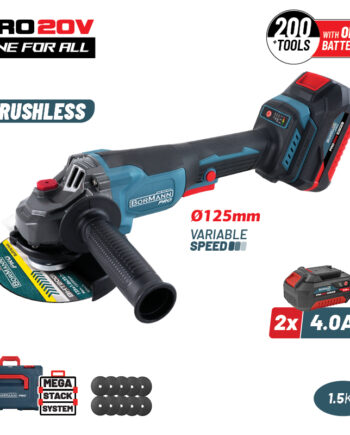 Bormann Pro Τροχός 125mm Μπαταρίας Brushless με Ρύθμιση Στροφών 2x4Ah